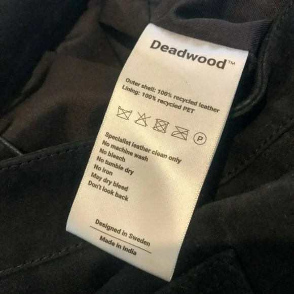 NEW Deadwood Pheonix Recycled Leather Black Suede High Waist Straight Leg Pants - Picture 10 of 10